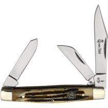 Queen UK EDC Stockman Winterbottom Folding Pocket Knife - Stainless Clip, Sheepsfoot and Spey blades.