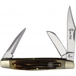 Queen UK EDC Stockman Winterbottom Bone - Stainless Clip, Sheepsfoot and Coping blades Winterbottom Jigged Bone Handle