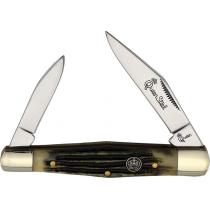 Queen Half Whittler UK EDC Pocket Knife - Stainless clip and pen blades Winterbottom jigged bone handle
