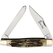 Queen Moose Winterbottom UK EDC Pocket Knife - Stainless clip and spey blades Winterbottom Jigged Bone Handle