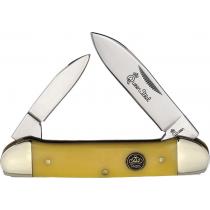 Queen Canoe Yellow UK EDC Pocket Knife - Stainless Spear and Pen Blades Yellow Smooth Handle