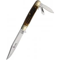 Queen Fixed Folder Winterbottom Pocket Knife - Fixed Clip Blade with Folding Pen Blade, Screwdriver Tipndle