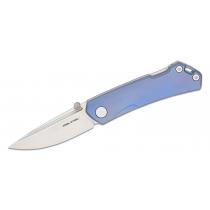 Real Steel Luna Maius Pocket Knife - 3.03" N690 Blade Milled Slate Blue Titanium Handle