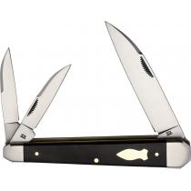 Rough Ryder Reserve Pocket Whittler Knife - 3 Blades Wharncliffe, Pen and Coping Black Micarta Handle
