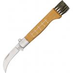 Rough Ryder UK EDC Hunters Mushroom Knife - 2.63" Pruning Blade Brown Wood Handle, Boar's hair Bristle Mushroom Brush