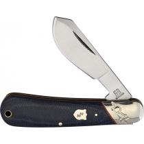 Rough Ryder RR2349 UK EDC Cotton Sampler Blue Jean Knife  - 2.95" Stainless Steel Blade, Blue Jean Micarta Handle