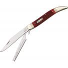 Rough Ryder Fish Knife - 3.38" Blade, Stainless clip, scaler, and hook disgorger blades. Red jigged bone handle