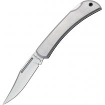 Rough Ryder Lockback Knife - Clip Point Blade - Brushed Stainless Steel Handle - RR221
