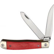 Rough Ryder Trapper Red Smooth Bone - Clip and Sprey Blades, Red Smooth Bone Handle, Nickel Bolster