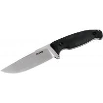 Ruike Jager F118 Fixed Blade Knife - 4.33" Stonewashed Blade, Black G10 Handles, Black Sheath