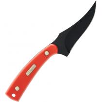 Schrade Sharpfinger Orange Knife - 3.25" Black Finish Steel Blade, Orange Sawcut Synthetic Handle
