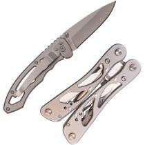 Smith & Wesson Framelock Knife and Multi-Tool Combo - 2.75" Blade with Stainless Steel Handle