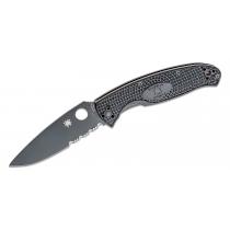 Spyderco C142PSBBK Resilience Lightweight Folding Knife - 4.2" Black Oxide Combo Blade, Black Handle