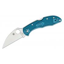 Spyderco C11FPWK390 Delica 4 Lightweight Folding Knife - 2.9" Wharncliffe Plain Blade, Blue Handle