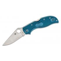 Spyderco Stretch 2 Lightweight Folding Knife - 3.45" Satin Plain Blade, Blue Handle