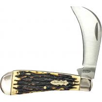Schrade Uncle Henry Hawkbill UK EDC Pruner Knife - 2.75" High Carbon Steel Hawkbill Blade, Staglon Handle