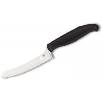 Spyderco Z-Cut Offset Kitchen Knife 4.32" Blunt Tip Serrated Blade, Black Polypropylene Handle