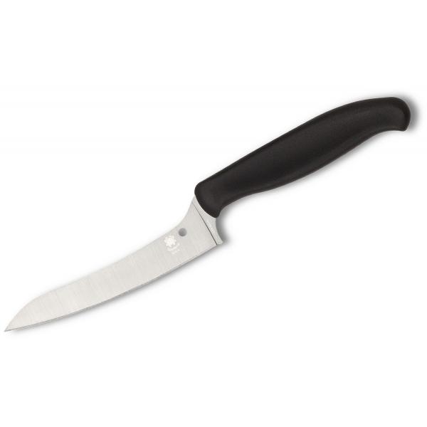 Spyderco Z-Cut Offset Kitchen Knife 4.5" Stainless Steel Blade, Black Polypropylene Handle