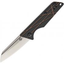 StatGear Ledge UK EDC Folding Knife Brown- 2.5" Stonewashed Finish Blade, Black and Brown G10 Handle, Lanyard Hole