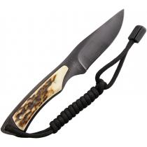 Stone River Gear Ceramic Hunting Knife - 2.75" Black Ceramic Blade, Stag Handle, Black Nylon Sheath