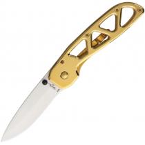 Stone River Gear Ceramic Framelock Knife - Gold - 2.75" White Ceramic DP Blade, Gold Titanium Finish Handle