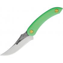 Svord AM Kiwi Fixed Blade Skinner Knife - Green - 3.5" Steel Skinner Blade, Green Polypropylene Handle, Black Belt Sheath