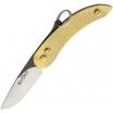 Svord Peasant Micro Brass UK EDC Knife - 2" Two Tone Finish Carbon Blade - Brass Handle, Brown Leather Pouch