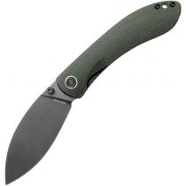 Vosteed Nightshade TS Shillin Folding Knife - 3.25" Black Blade Green Canvas Micarta Handle
