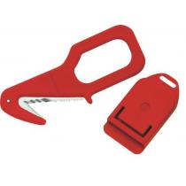 Serrated Safety Rescue Cutter 5" - Red Thermoplastic with Sheath - RK15/R