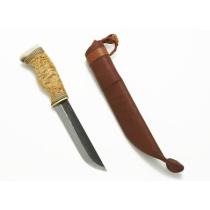 Wood Jewel Leuku Knife - 5.7" Carbon Steel Blade - Curly Birch Handle