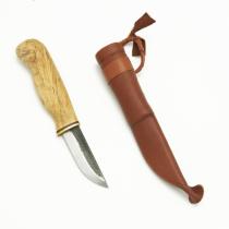 Wood Jewel Classic Puukko Knife - 3" Carbon Steel Blade - Curly Birch Handle