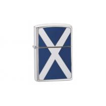 Scotland Flag Brushed Chrome Zippo Lighter - Genuine Zippo windproof lighter