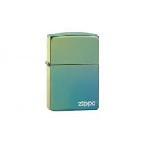 High Polish Teal Logo Zippo Lighter - Genuine Zippo windproof lighter