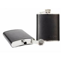 Zippo Stainless Steel - Black Leather Wrapped Hip Flask - 177ml - Secure Lid, Debossed Zippo Logo
