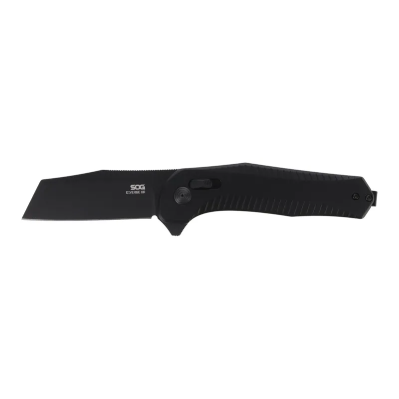SOG Diverge XR Lock Folding Knife - 3" D2 Black PVD Modified Sheepsfoot Blade Black Aluminum Handle Cyclaire Knives and Tools