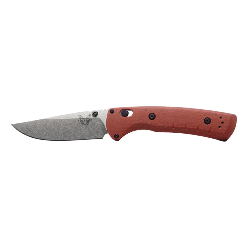 Benchmade SlipRidge Crossbar Lock Folding Knife - 3.5" MagnaCut Stonewashed Blade Rust Orange G10 Handle Cyclaire Knives and Tools