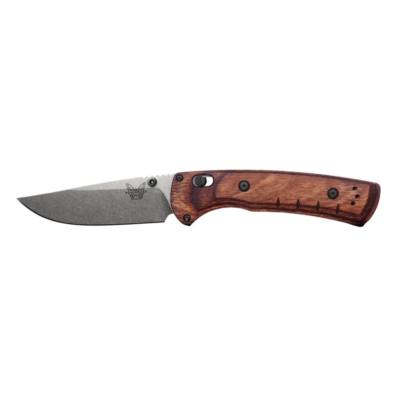 Benchmade SlipRidge Crossbar Lock Folding Knife - 3.5" MagnaCut Stonewashed Blade Maple Wood Handle Cyclaire Knives and Tools