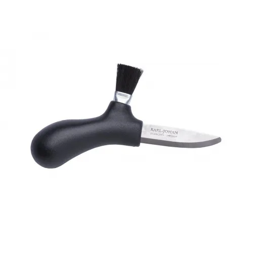 Morakniv Karl Johan Mushroom Knife Black - 2.36" Stainless Steel Blade Cleaning Brush