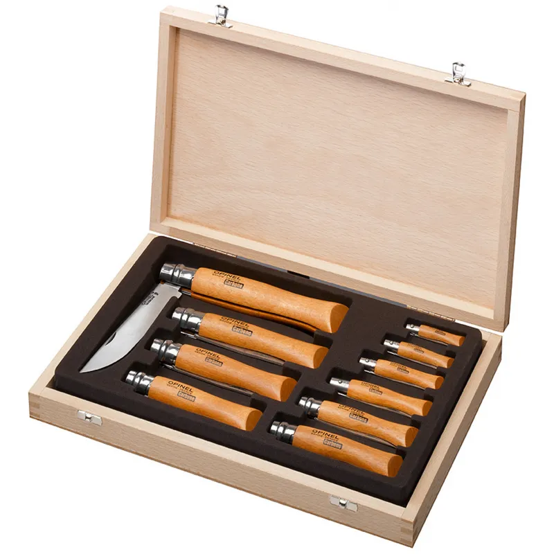 Opinel Limited Edition Collection Box of 10 Traditional Knives  - Carbon Steel Cyclaire Knives and Tools
