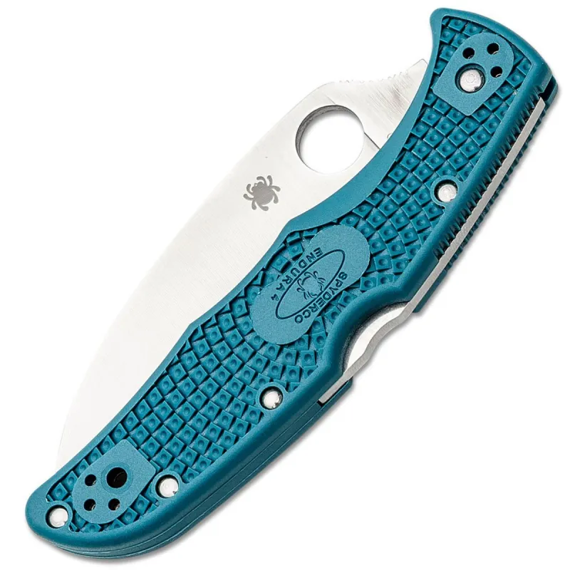 Spyderco Endura 4 Lightweight Folding Knife - 3.8" K390 Wharncliffe Blade Blue Handle Cyclaire Knives and Tools