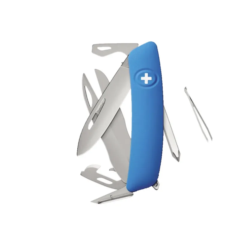 Swiza D08R AM Scissors Blue 12 Function Multi-Tool - 2.95" Blade Cyclaire Knives and Tools