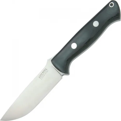 Bark River Bravo 1 Gloss Black Micarta - 4.25" A2 Steel Fixed Blade Black Micarta Handle