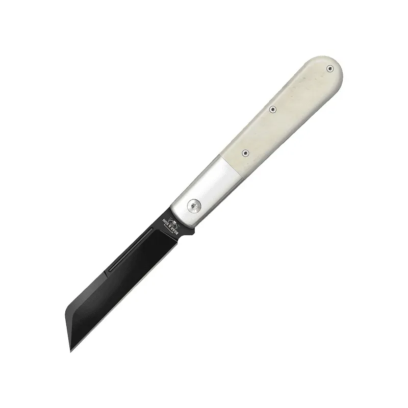 Bear & Son MWSB180 UK EDC Large Sheepsfoot Modern Barlow - 3" D2 Steel Black Blade White Bone Cyclaire Knives and Tools