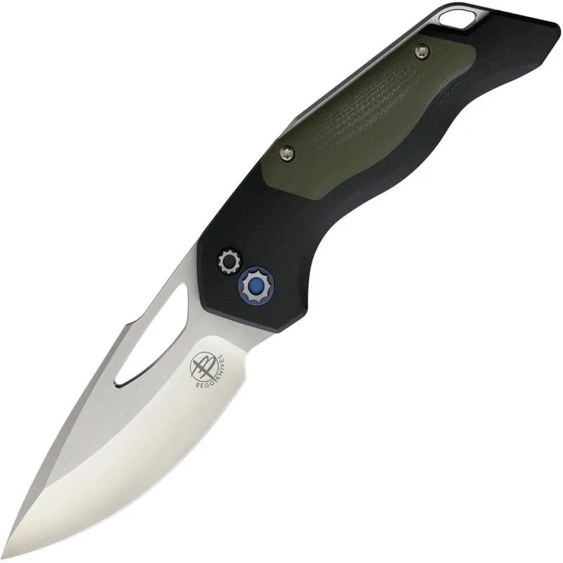 Begg Galaxy Button Lock Folding Knife - 3.25" VG-10 Satin Harpoon Blade Black G10 Handle Cyclaire Knives and Tools