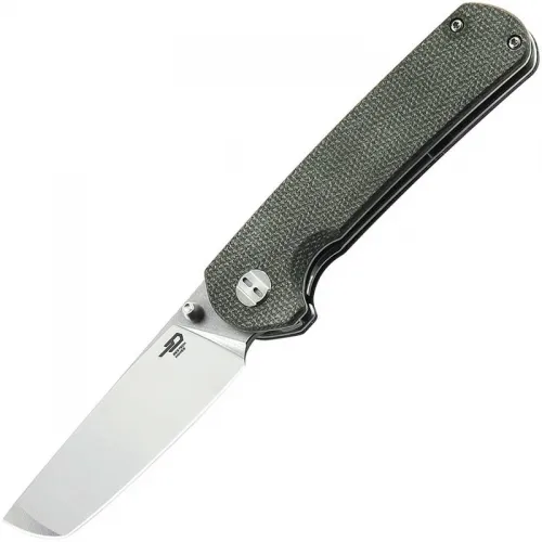 Bestech Sledgehammer Folding Knife - 3" D2 Blade Milled Green Micarta Handle