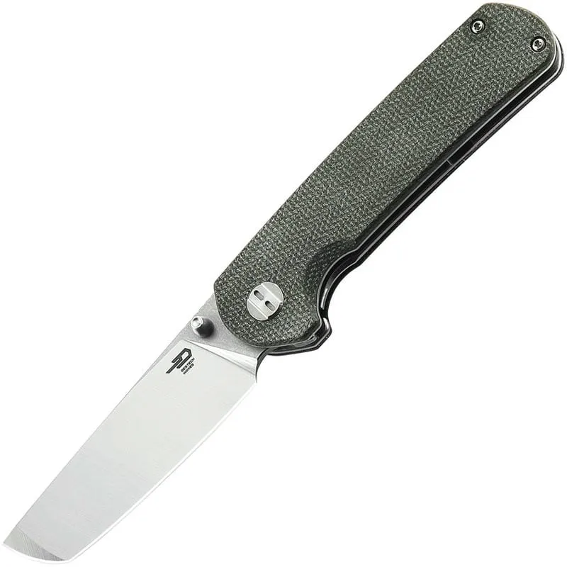 Bestech Sledgehammer Folding Knife - 3" D2 Blade Milled Green Micarta Handle Cyclaire Knives and Tools