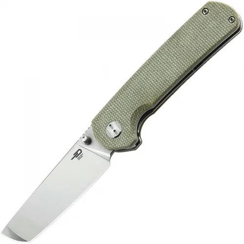 Bestech Sledgehammer Folding Knife - 3" D2 Blade Milled Beige Micarta Handle