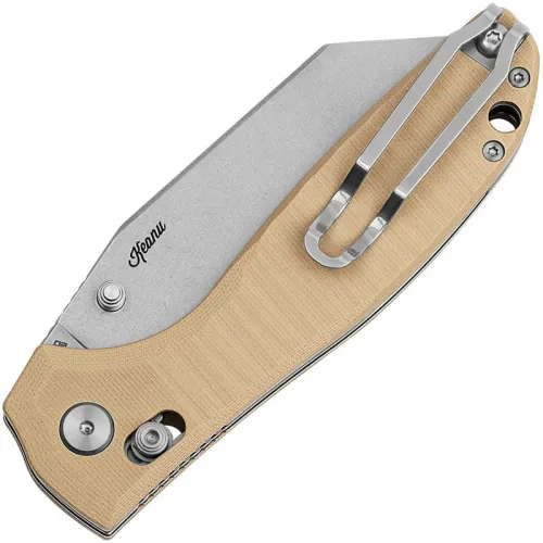 Bestech Liger Folding Knife - 3.61" D2 Wharncliffe Blade Beige G10 Handle
