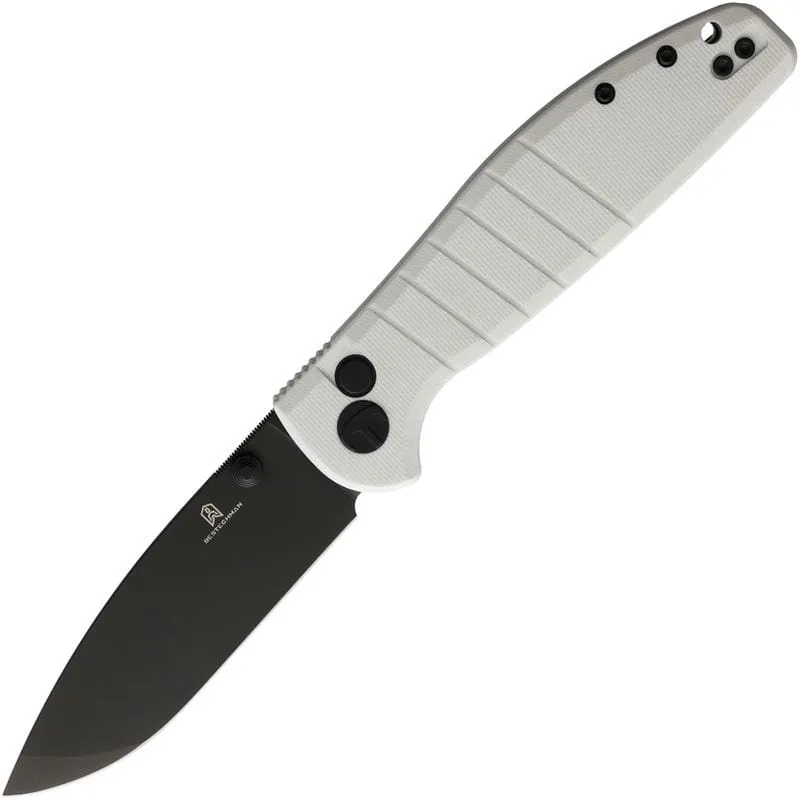 Bestech Bestechman Goodboy Folding Knife - 3.54" D2 Black DLC Blade White G10 Handle Cyclaire Knives and Tools