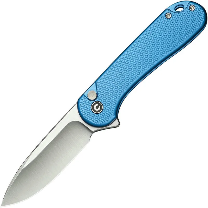CIVIVI Elementum II Button Lock - 2.96" Nitro-V Satin DP Blade Blue Aluminum Handle Cyclaire Knives and Tools